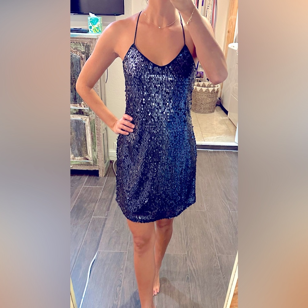 XS Express Navy Blue Sequin Mini Dress